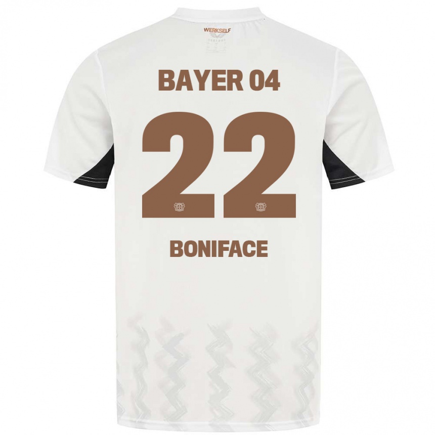 Kids Football Victor Boniface #22 White Black Away Jersey 2024/25 T-Shirt Za