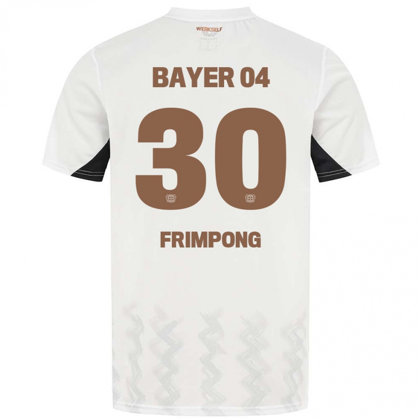 Kids Football Jeremie Frimpong #30 White Black Away Jersey 2024/25 T-Shirt Za