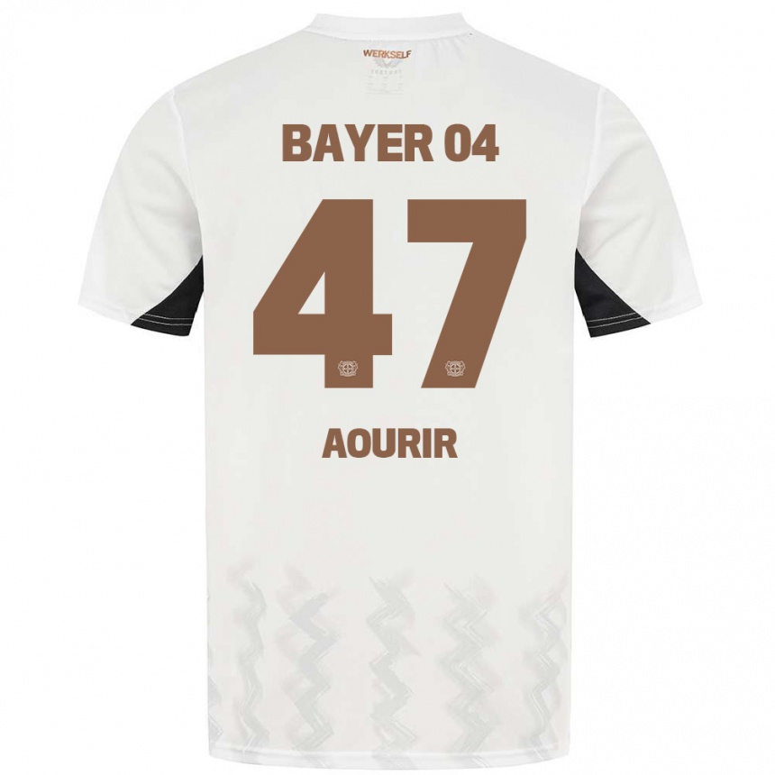 Kids Football Ayman Aourir #47 White Black Away Jersey 2024/25 T-Shirt Za