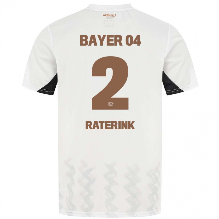 Kids Football Othniël Raterink #2 White Black Away Jersey 2024/25 T-Shirt Za