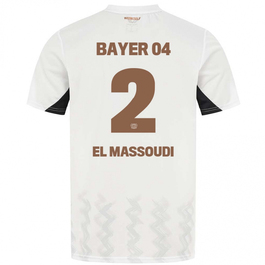 Kids Football Nassim El Massoudi #2 White Black Away Jersey 2024/25 T-Shirt Za