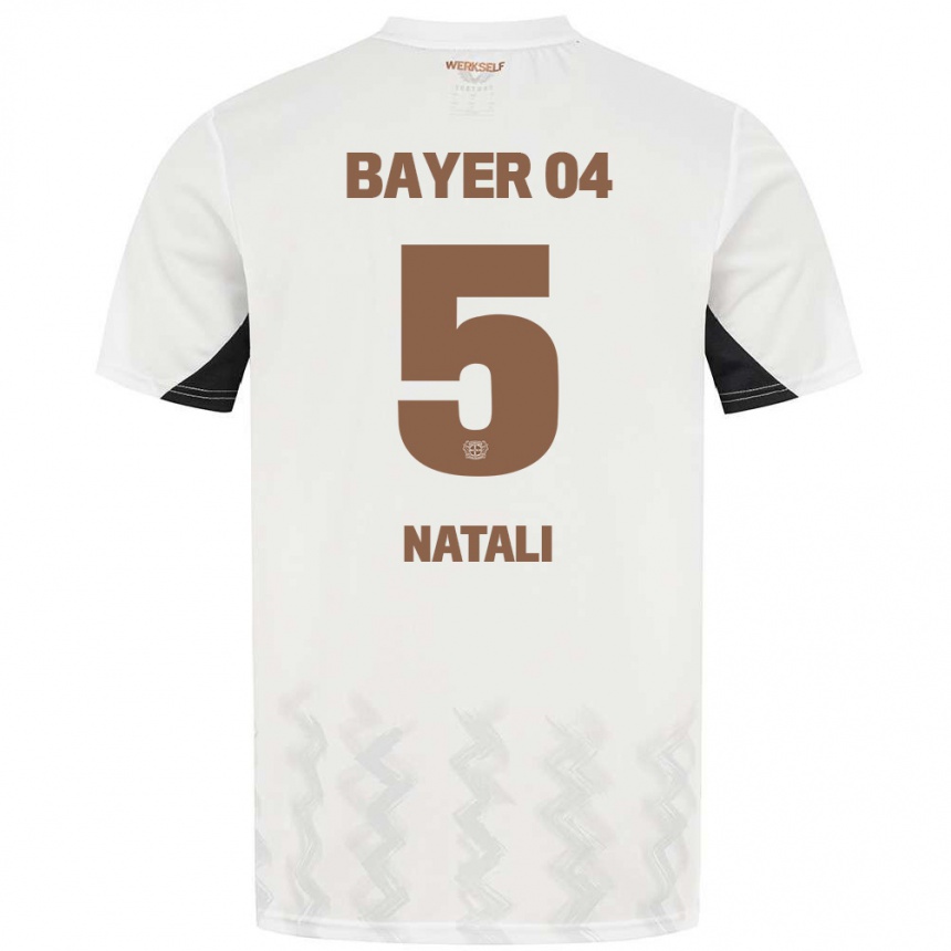 Kids Football Andrea Natali #5 White Black Away Jersey 2024/25 T-Shirt Za