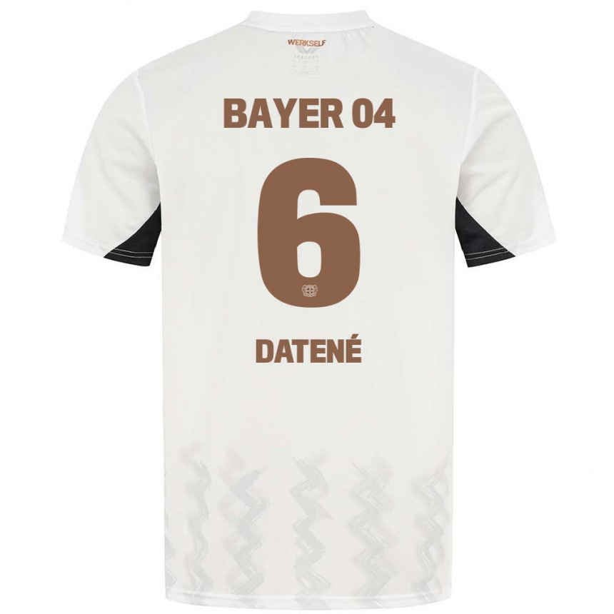 Kids Football Elia Datené #6 White Black Away Jersey 2024/25 T-Shirt Za