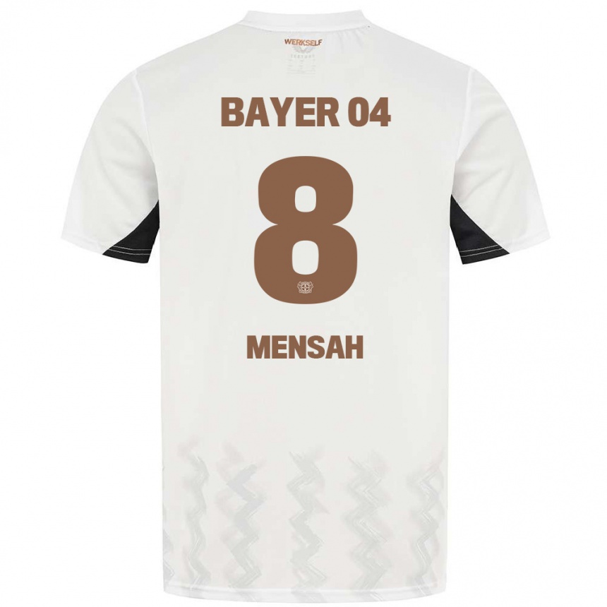 Kids Football Naba Mensah #8 White Black Away Jersey 2024/25 T-Shirt Za