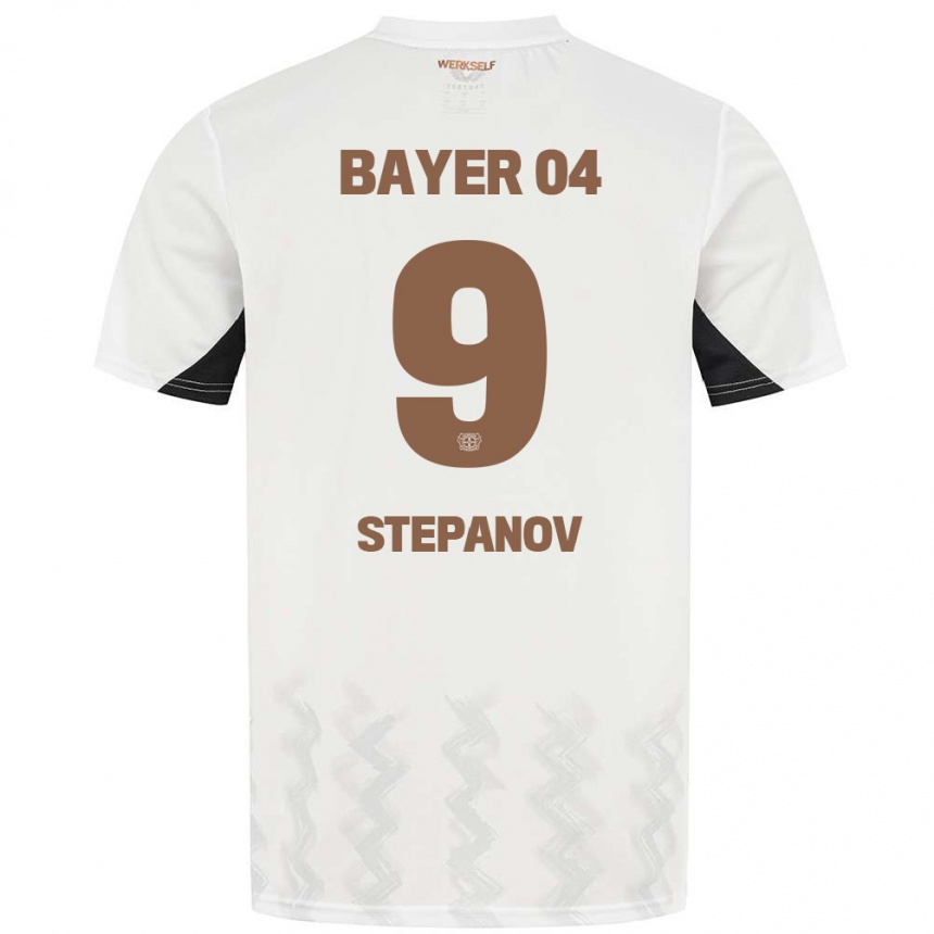 Kids Football Artem Stepanov #9 White Black Away Jersey 2024/25 T-Shirt Za