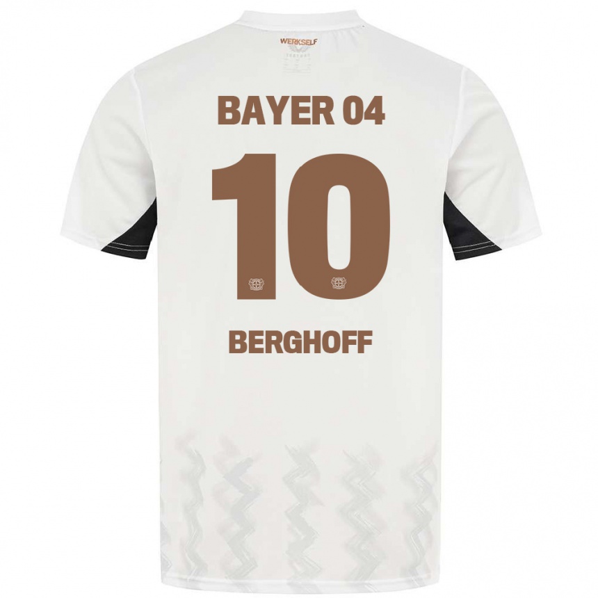 Kids Football Jonah Berghoff #10 White Black Away Jersey 2024/25 T-Shirt Za