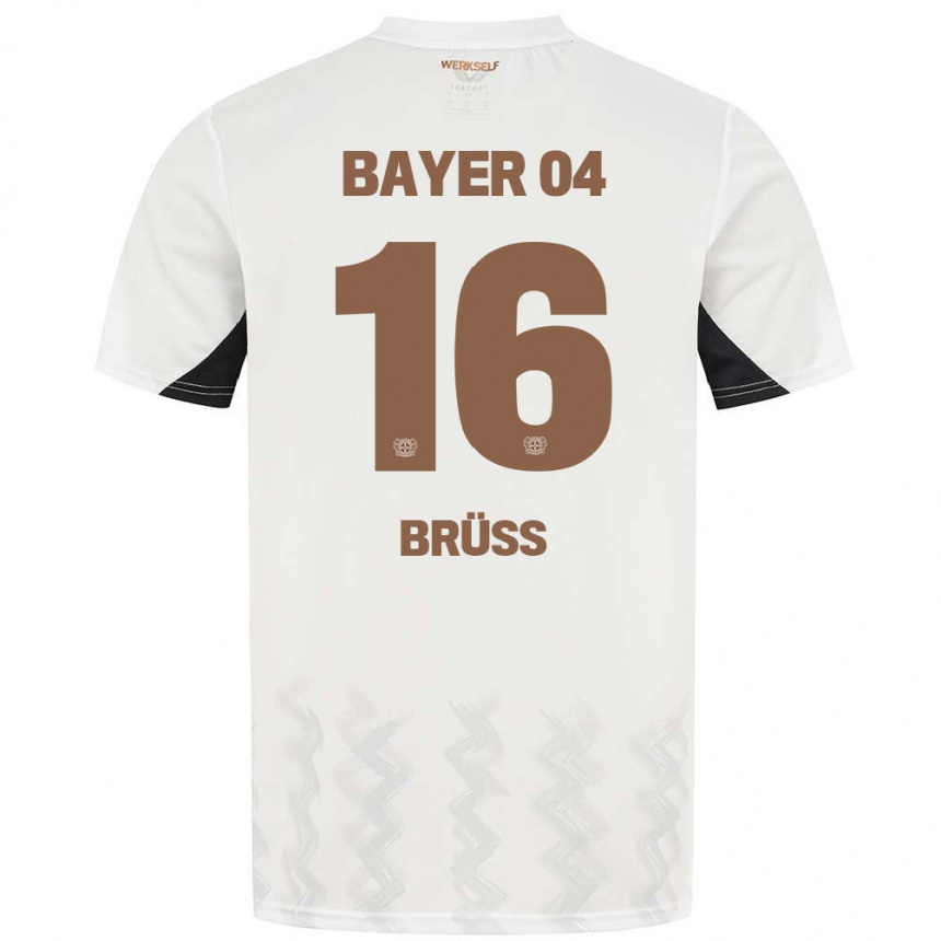 Kids Football Tom Brüss #16 White Black Away Jersey 2024/25 T-Shirt Za