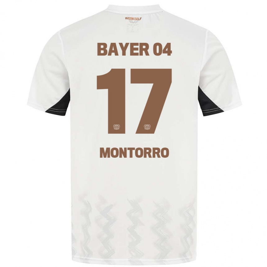 Kids Football Josuè Montorro #17 White Black Away Jersey 2024/25 T-Shirt Za