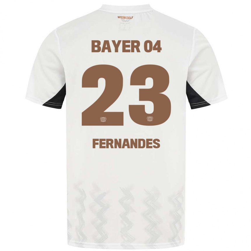 Kids Football Tyron Fernandes #23 White Black Away Jersey 2024/25 T-Shirt Za