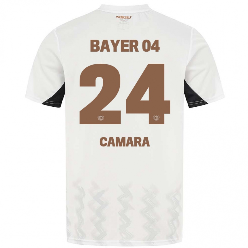 Kids Football Nourdine Camara #24 White Black Away Jersey 2024/25 T-Shirt Za