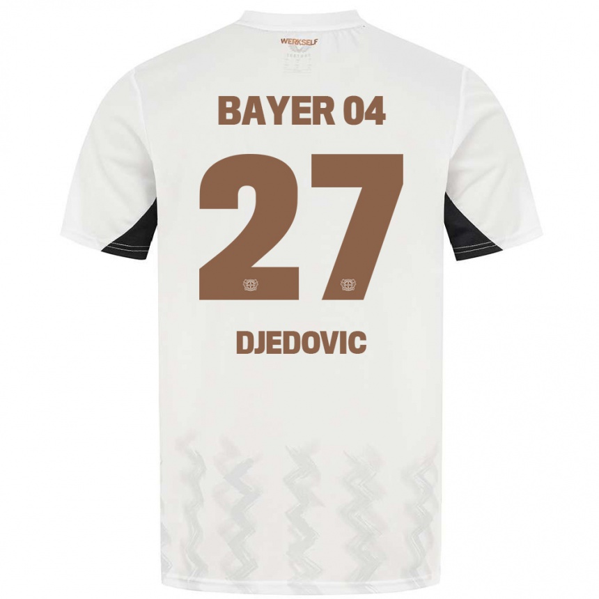 Kids Football Seldin Djedovic #27 White Black Away Jersey 2024/25 T-Shirt Za