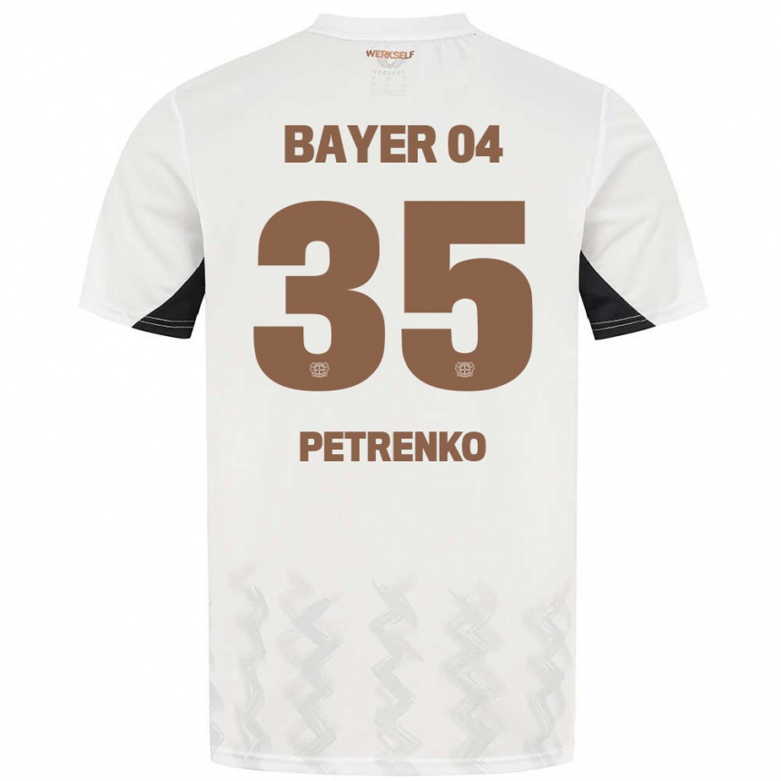 Kids Football Oleksandr Petrenko #35 White Black Away Jersey 2024/25 T-Shirt Za