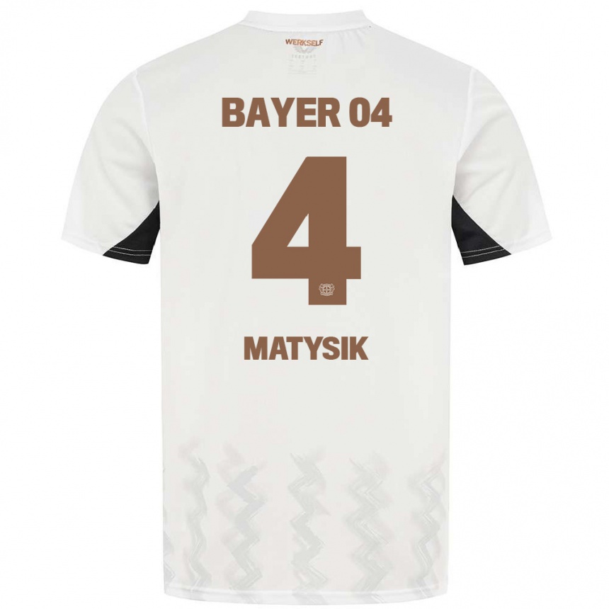 Kids Football Sylwia Matysik #4 White Black Away Jersey 2024/25 T-Shirt Za