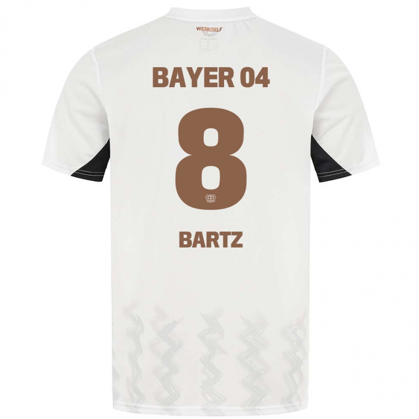 Kids Football Paulina Bartz #8 White Black Away Jersey 2024/25 T-Shirt Za