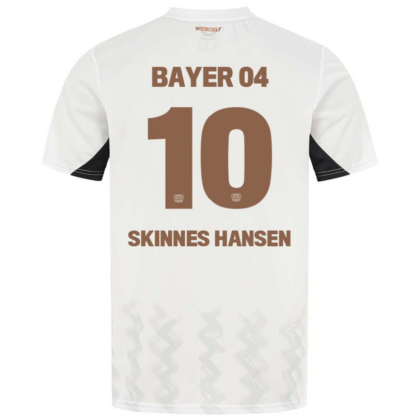 Kids Football Synne Skinnes Hansen #10 White Black Away Jersey 2024/25 T-Shirt Za