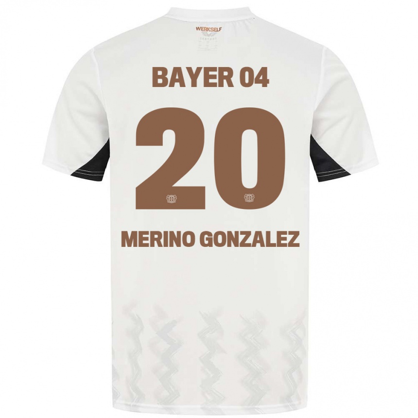 Kids Football Estrella Merino Gonzalez #20 White Black Away Jersey 2024/25 T-Shirt Za