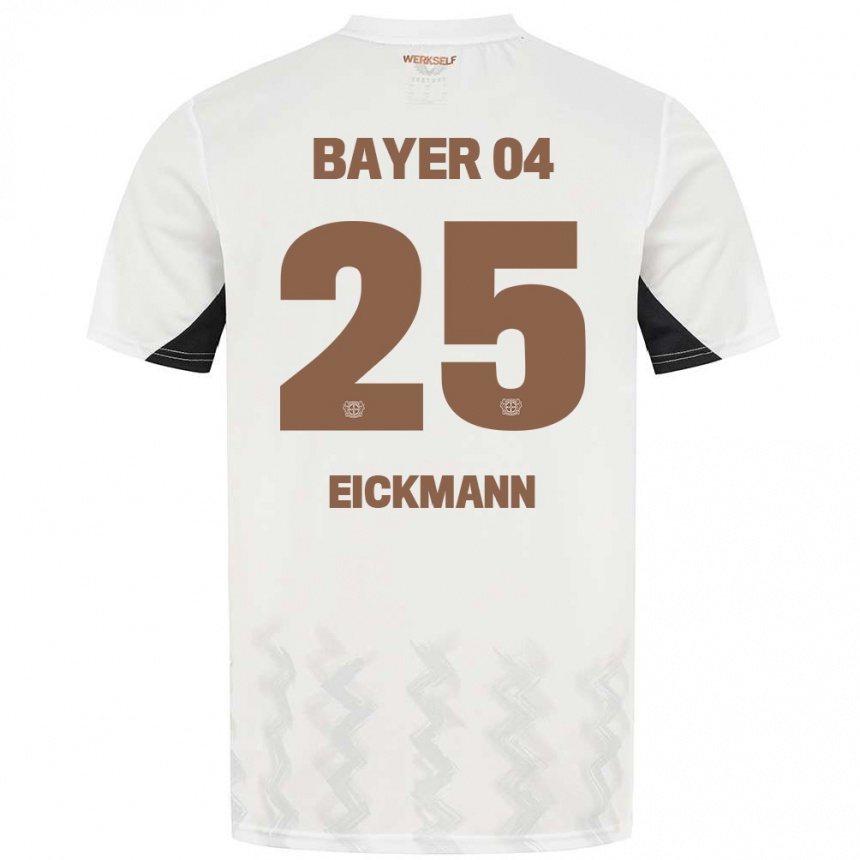 Kids Football Mia Eickmann #25 White Black Away Jersey 2024/25 T-Shirt Za