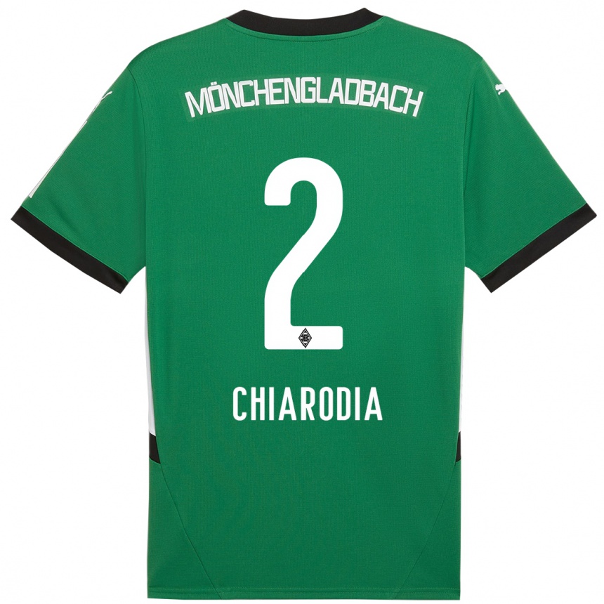 Kids Football Fabio Chiarodia #2 Green White Away Jersey 2024/25 T-Shirt Za