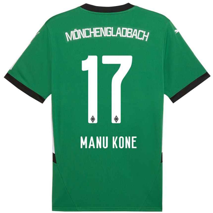 Kids Football Manu Koné #17 Green White Away Jersey 2024/25 T-Shirt Za