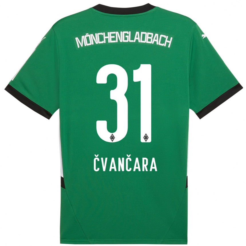 Kids Football Tomas Cvancara #31 Green White Away Jersey 2024/25 T-Shirt Za