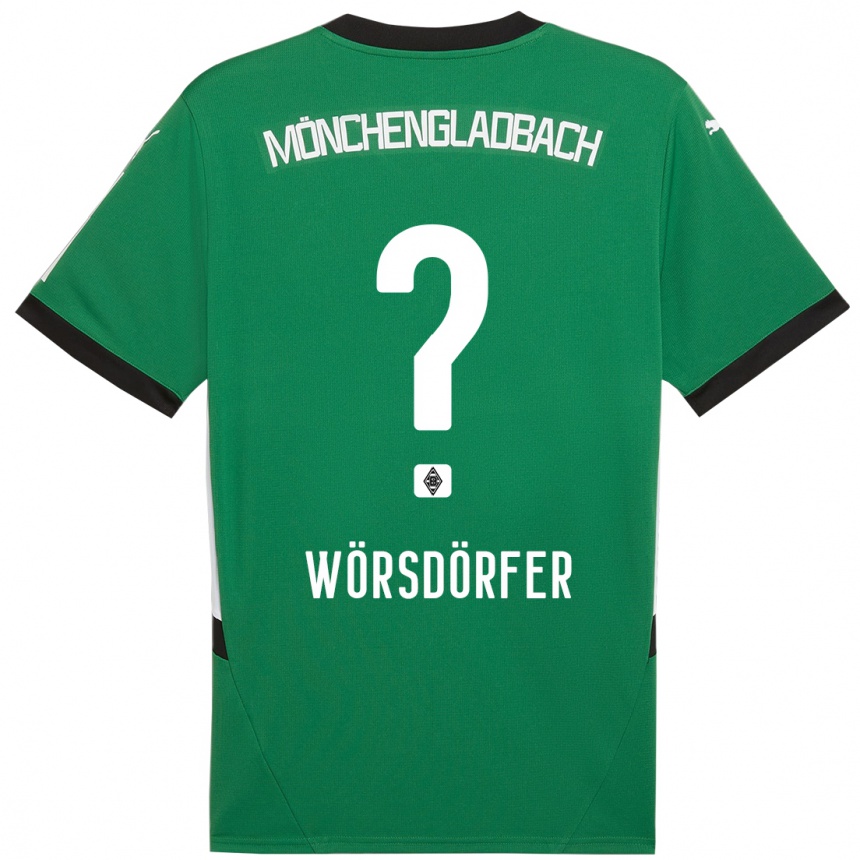 Kids Football Len Wörsdörfer #0 Green White Away Jersey 2024/25 T-Shirt Za