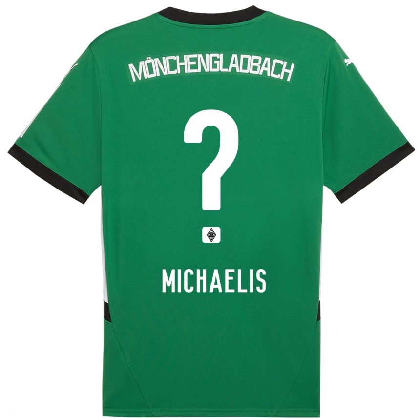 Kids Football Yannick Michaelis #0 Green White Away Jersey 2024/25 T-Shirt Za