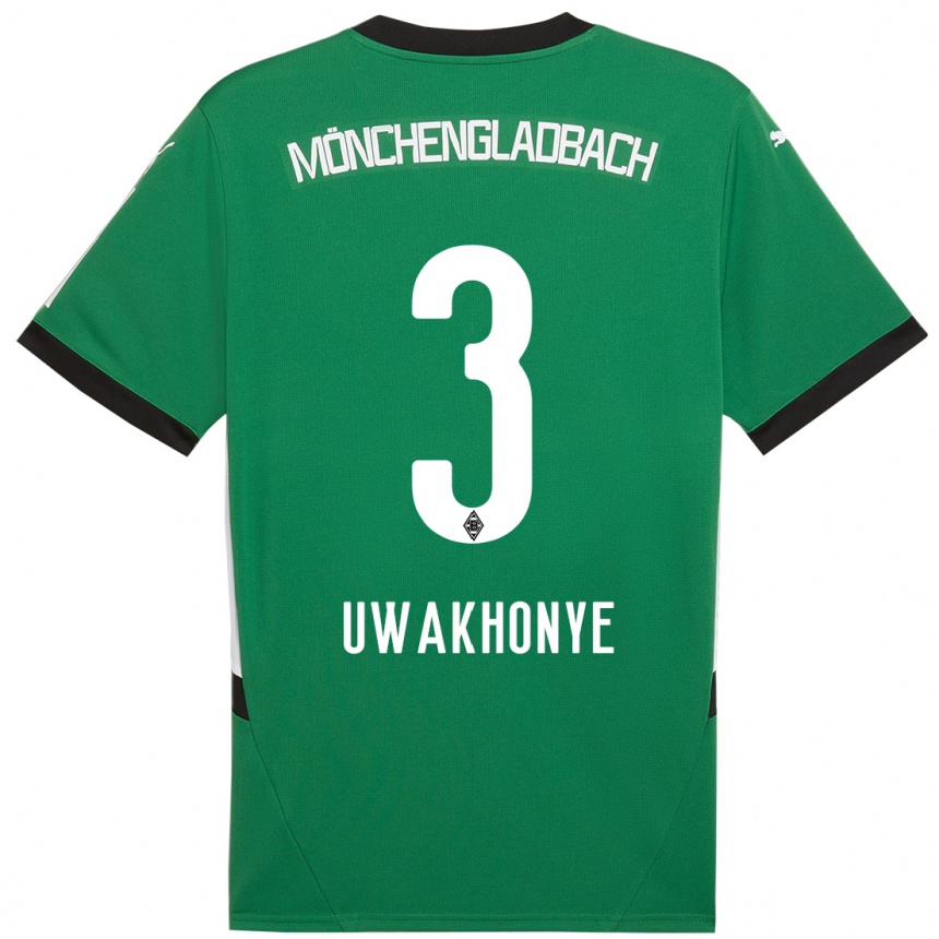 Kids Football Joshua Uwakhonye #3 Green White Away Jersey 2024/25 T-Shirt Za