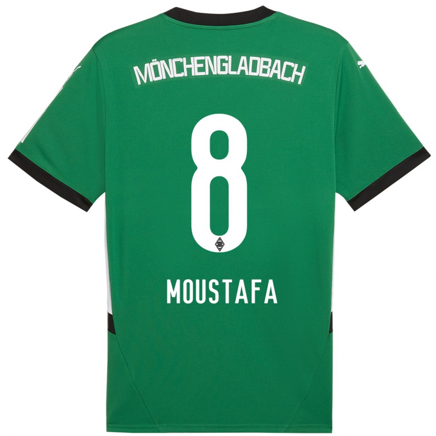 Kids Football Moustafa Ashraf Moustafa #8 Green White Away Jersey 2024/25 T-Shirt Za