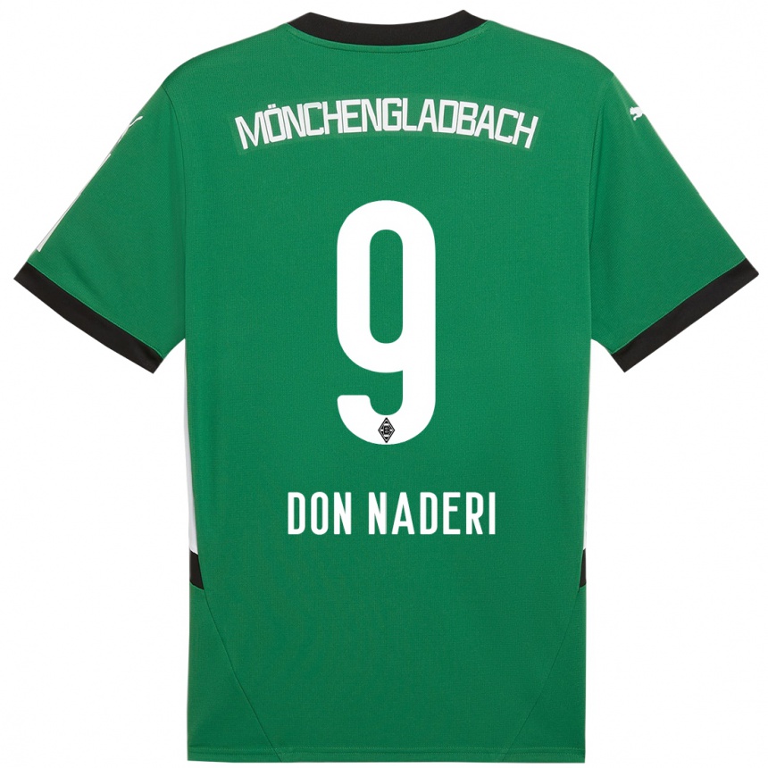 Kids Football Ryan Don Naderi #9 Green White Away Jersey 2024/25 T-Shirt Za