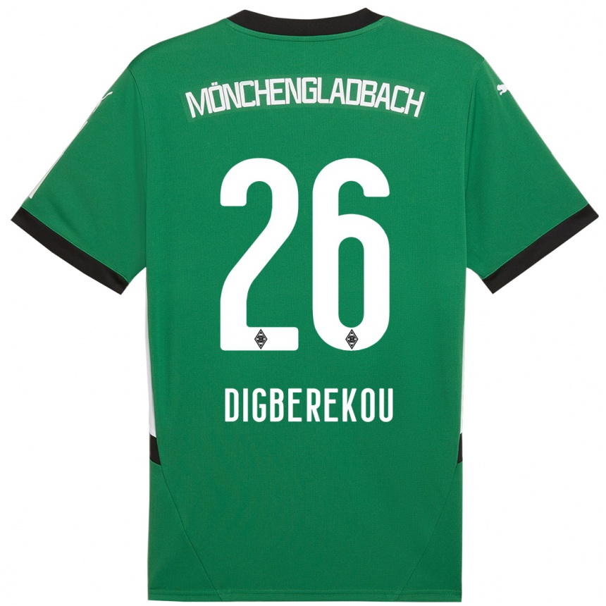 Kids Football Ibrahim Digberekou #26 Green White Away Jersey 2024/25 T-Shirt Za