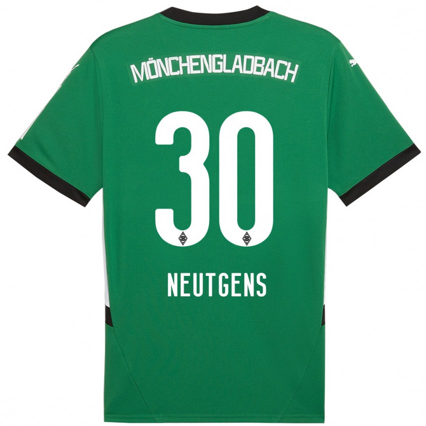 Kids Football Maximilian Neutgens #30 Green White Away Jersey 2024/25 T-Shirt Za