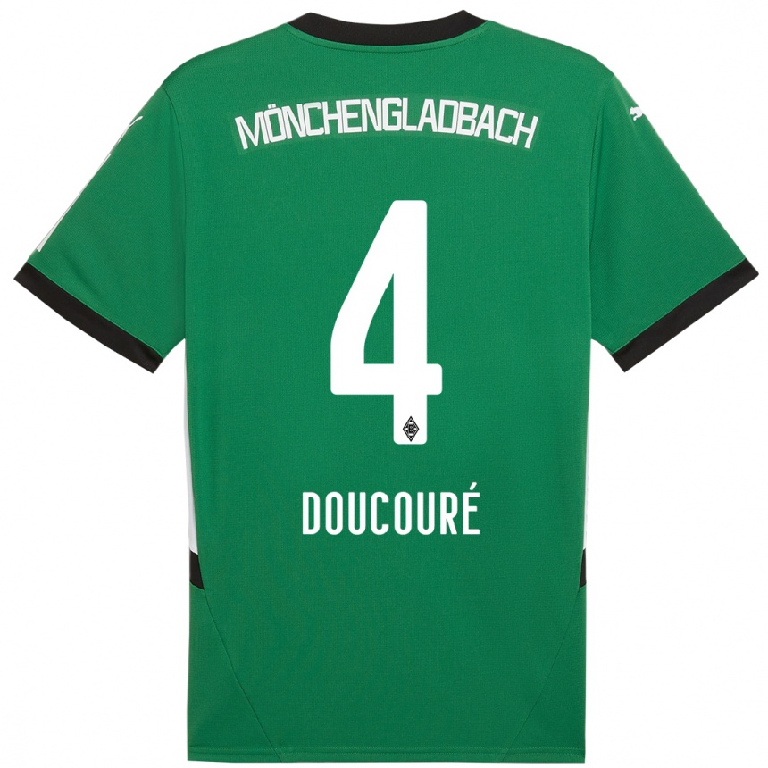 Kids Football Mamadou Doucouré #4 Green White Away Jersey 2024/25 T-Shirt Za