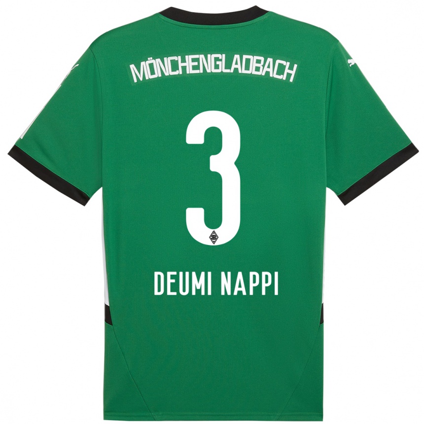 Kids Football Dimitrie Deumi Nappi #3 Green White Away Jersey 2024/25 T-Shirt Za