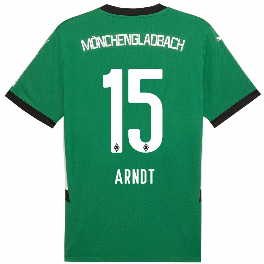 Kids Football Leo Arndt #15 Green White Away Jersey 2024/25 T-Shirt Za