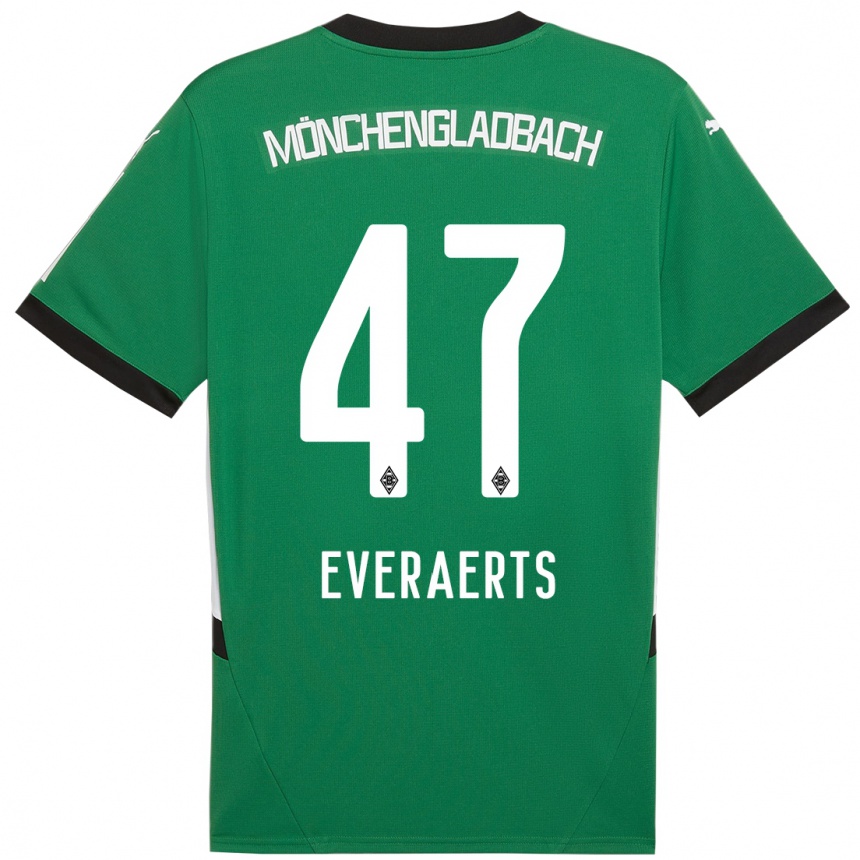 Kids Football Kim Everaerts #47 Green White Away Jersey 2024/25 T-Shirt Za