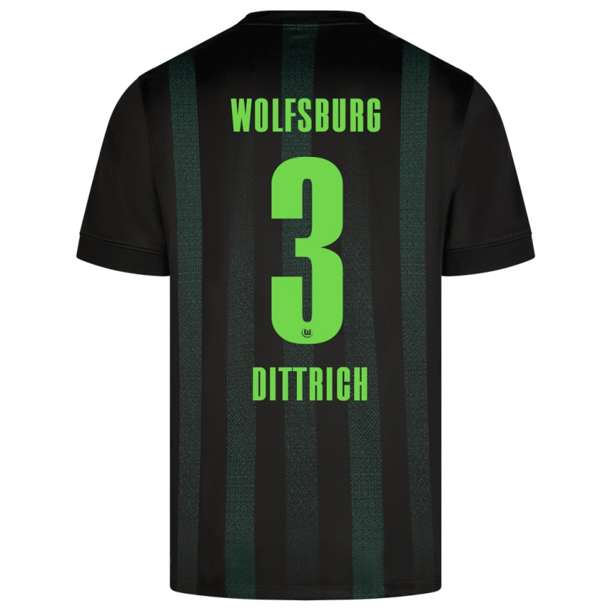 Kids Football Elia Dittrich #3 Dark Green Away Jersey 2024/25 T-Shirt Za