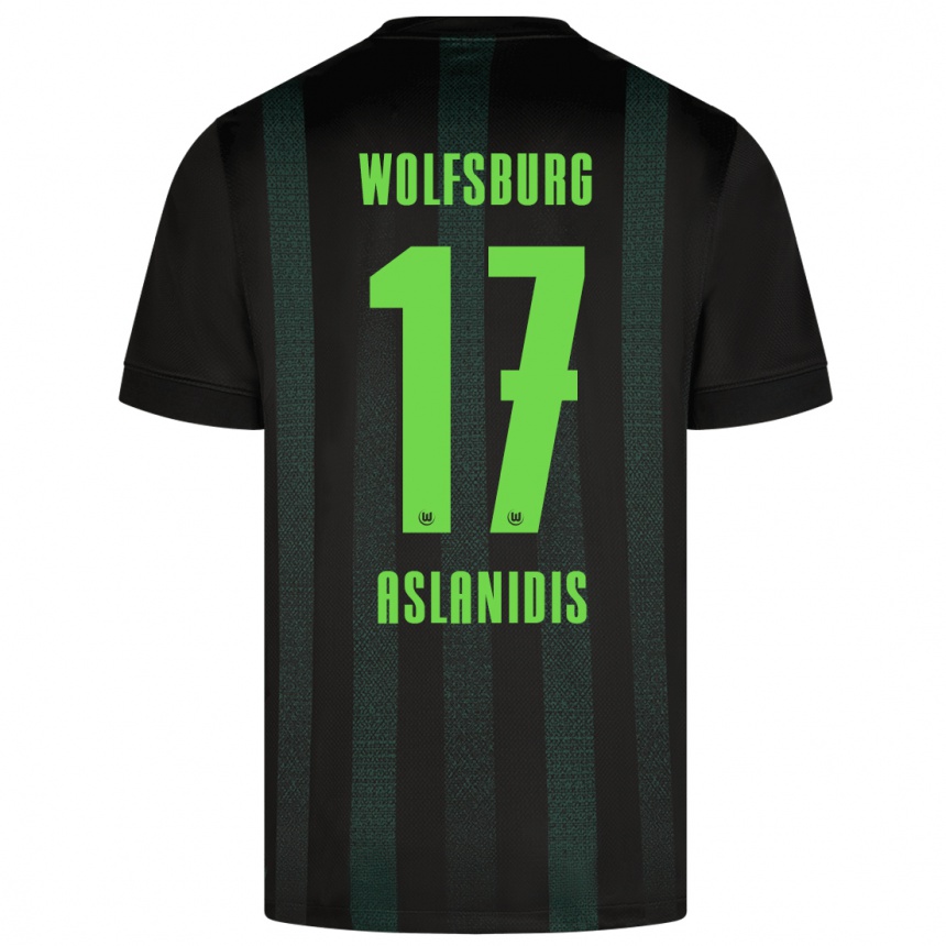 Kids Football Elijas Aslanidis #17 Dark Green Away Jersey 2024/25 T-Shirt Za