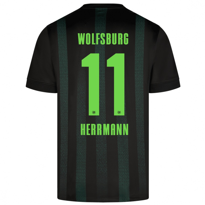 Kids Football Max Herrmann #11 Dark Green Away Jersey 2024/25 T-Shirt Za