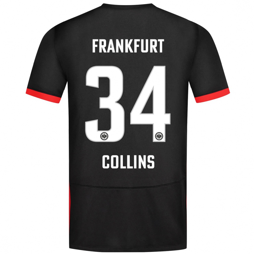 Kids Football Nnamdi Collins #34 Black Away Jersey 2024/25 T-Shirt Za