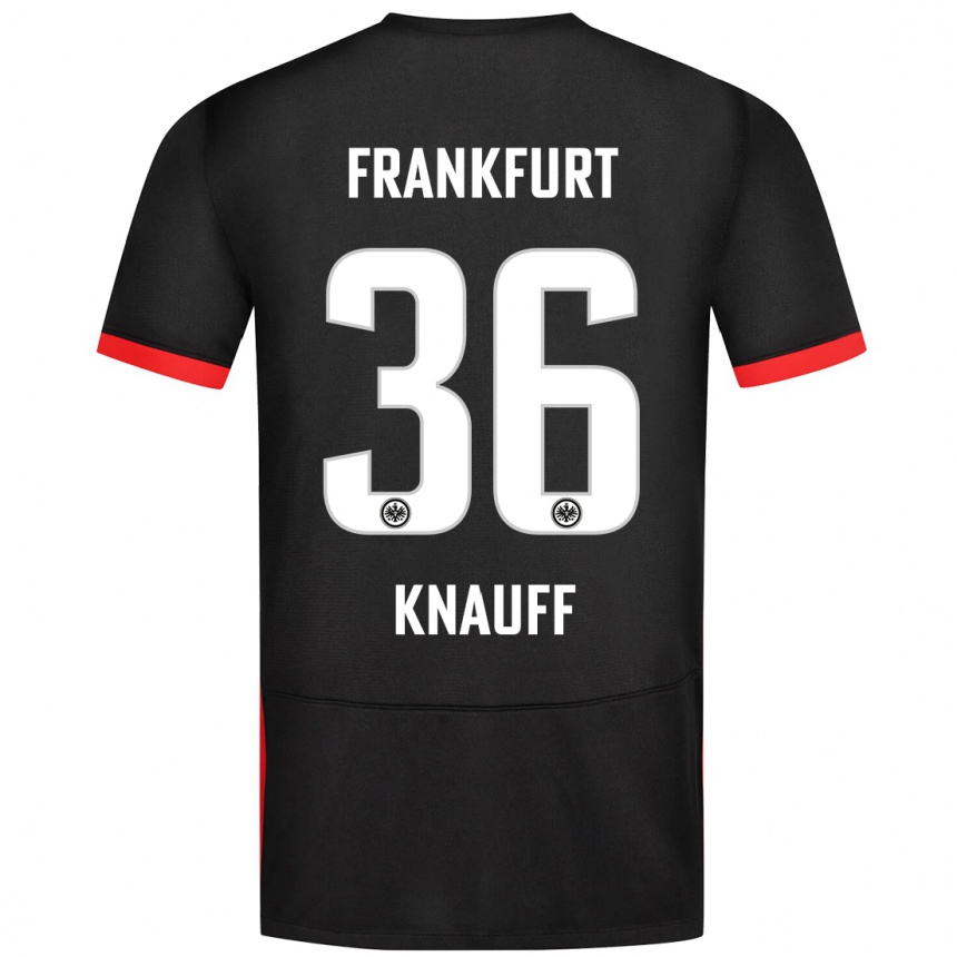 Kids Football Ansgar Knauff #36 Black Away Jersey 2024/25 T-Shirt Za