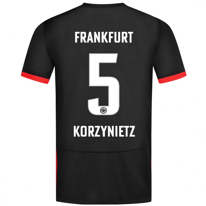 Kids Football Jaden Korzynietz #5 Black Away Jersey 2024/25 T-Shirt Za