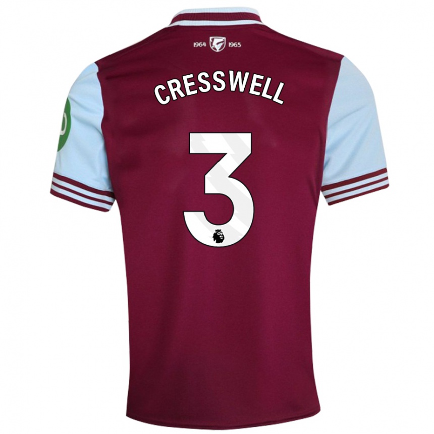 Men Football Aaron Cresswell #3 Dark Red Home Jersey 2024/25 T-Shirt Za