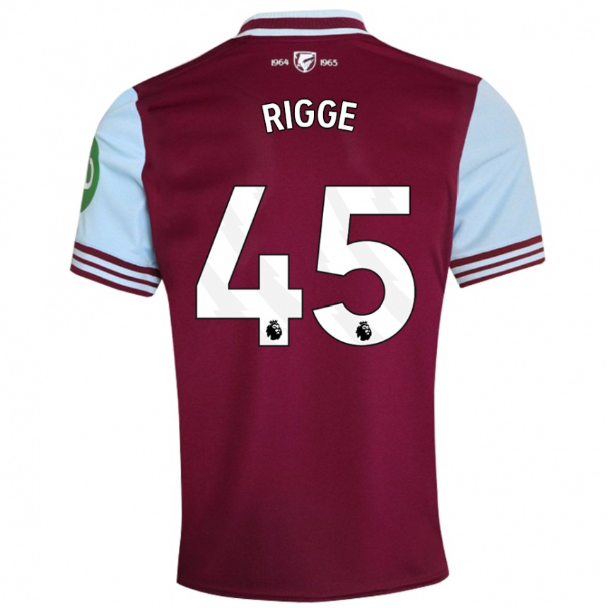 Men Football Daniel Rigge #45 Dark Red Home Jersey 2024/25 T-Shirt Za