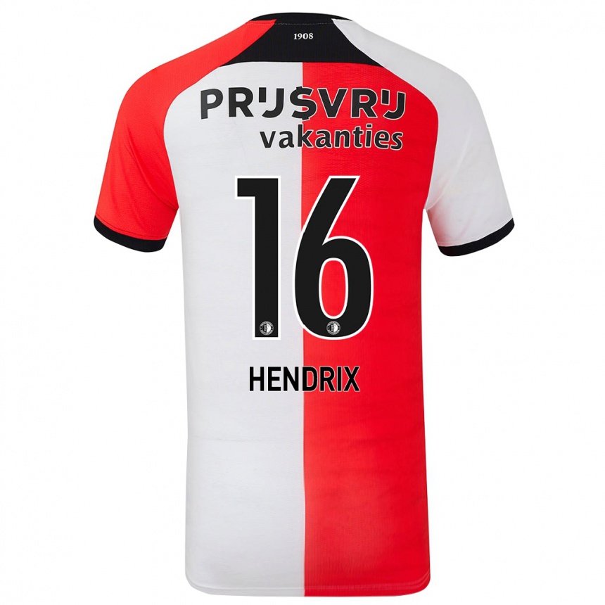 Men Football Jorrit Hendrix #16 Red White Home Jersey 2024/25 T-Shirt Za