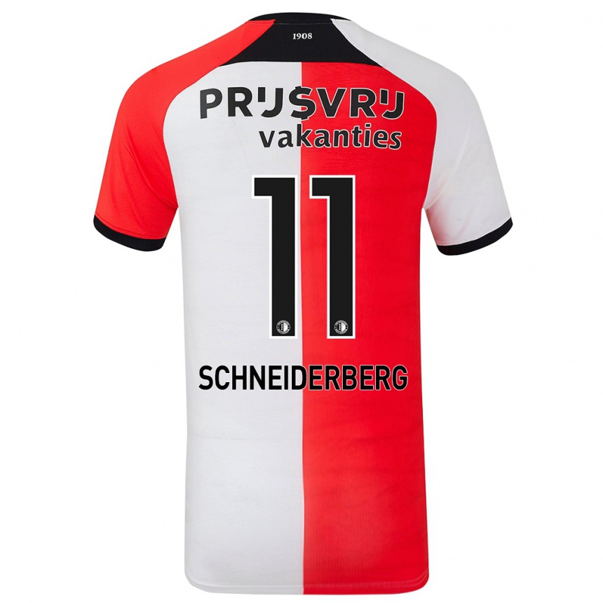 Men Football July Schneiderberg #11 Red White Home Jersey 2024/25 T-Shirt Za