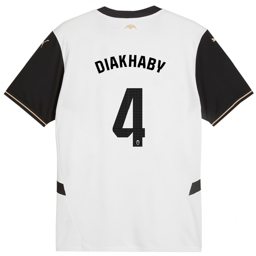 Men Football Mouctar Diakhaby #4 White Black Home Jersey 2024/25 T-Shirt Za