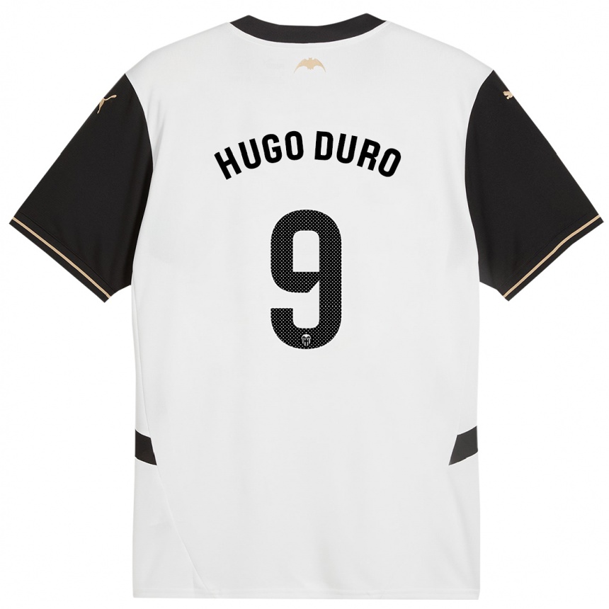 Men Football Hugo Duro #9 White Black Home Jersey 2024/25 T-Shirt Za