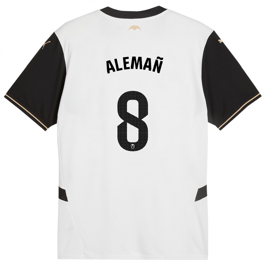 Men Football Pedro Alemañ #8 White Black Home Jersey 2024/25 T-Shirt Za