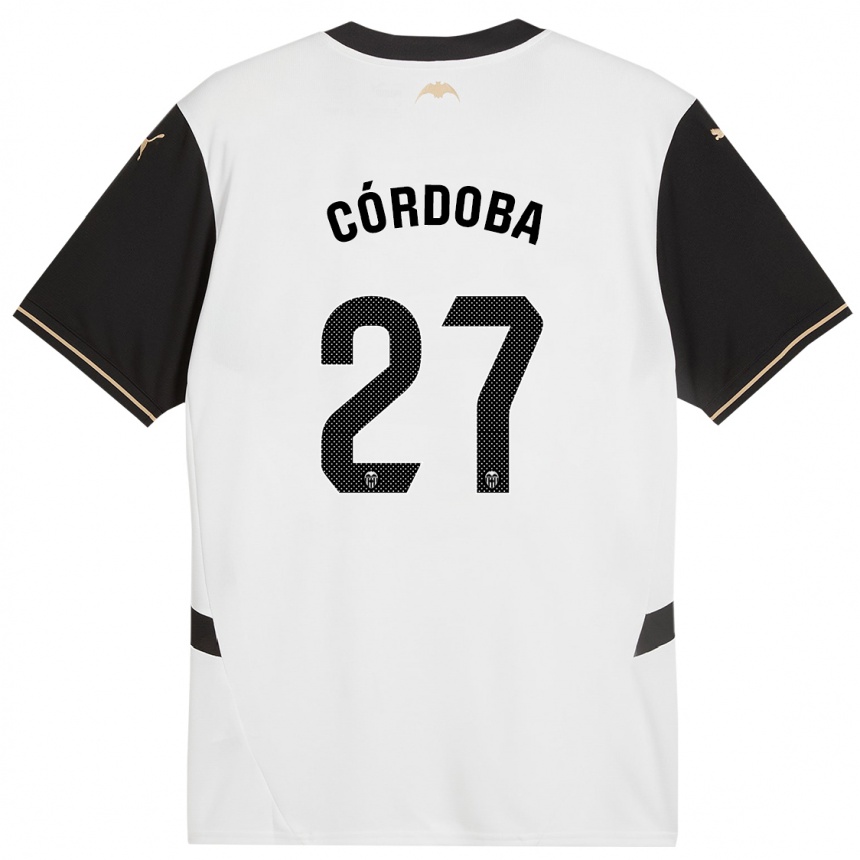 Men Football Iker Córdoba #27 White Black Home Jersey 2024/25 T-Shirt Za