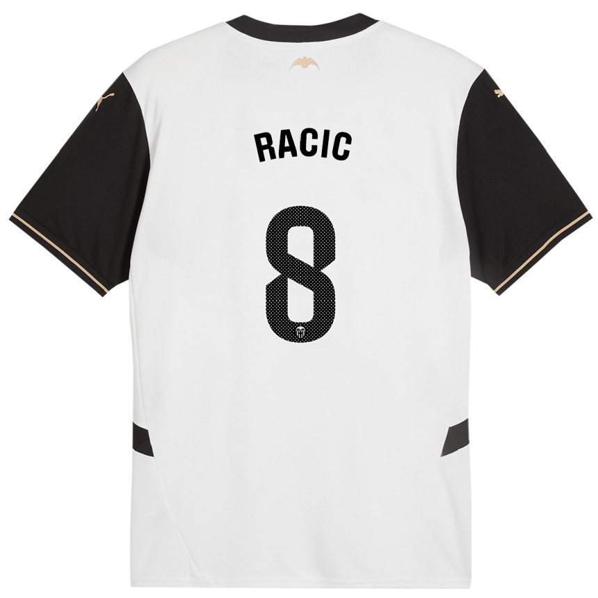 Men Football Uros Racic #8 White Black Home Jersey 2024/25 T-Shirt Za